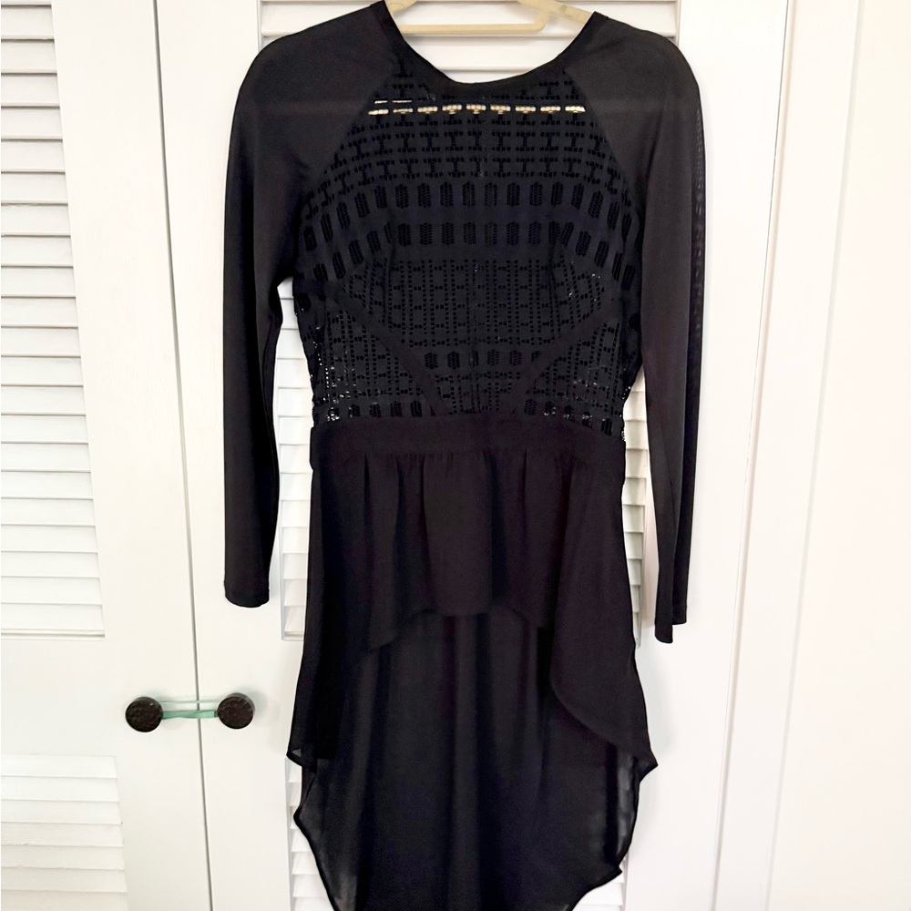bebe Black Long see through Top with Tail